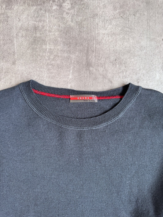 S/S 2002 Prada Petrol Blue Vented Knit Sweater