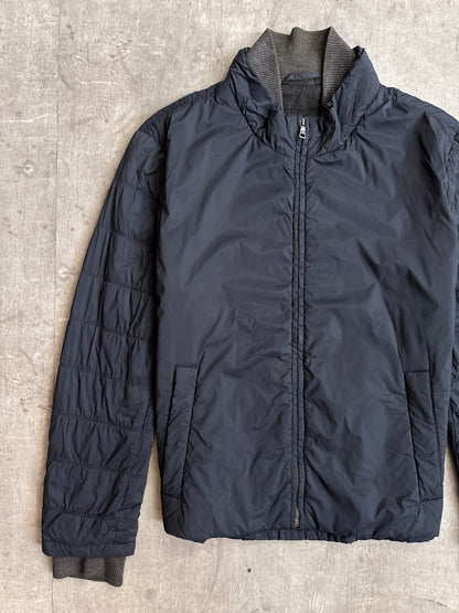 Prada Ribbed Collar Navy Rain Jacket