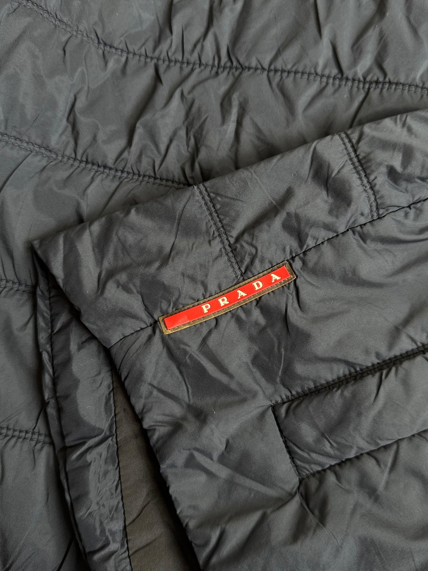 Prada Ribbed Collar Navy Rain Jacket