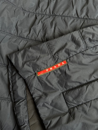 Prada Ribbed Collar Navy Rain Jacket