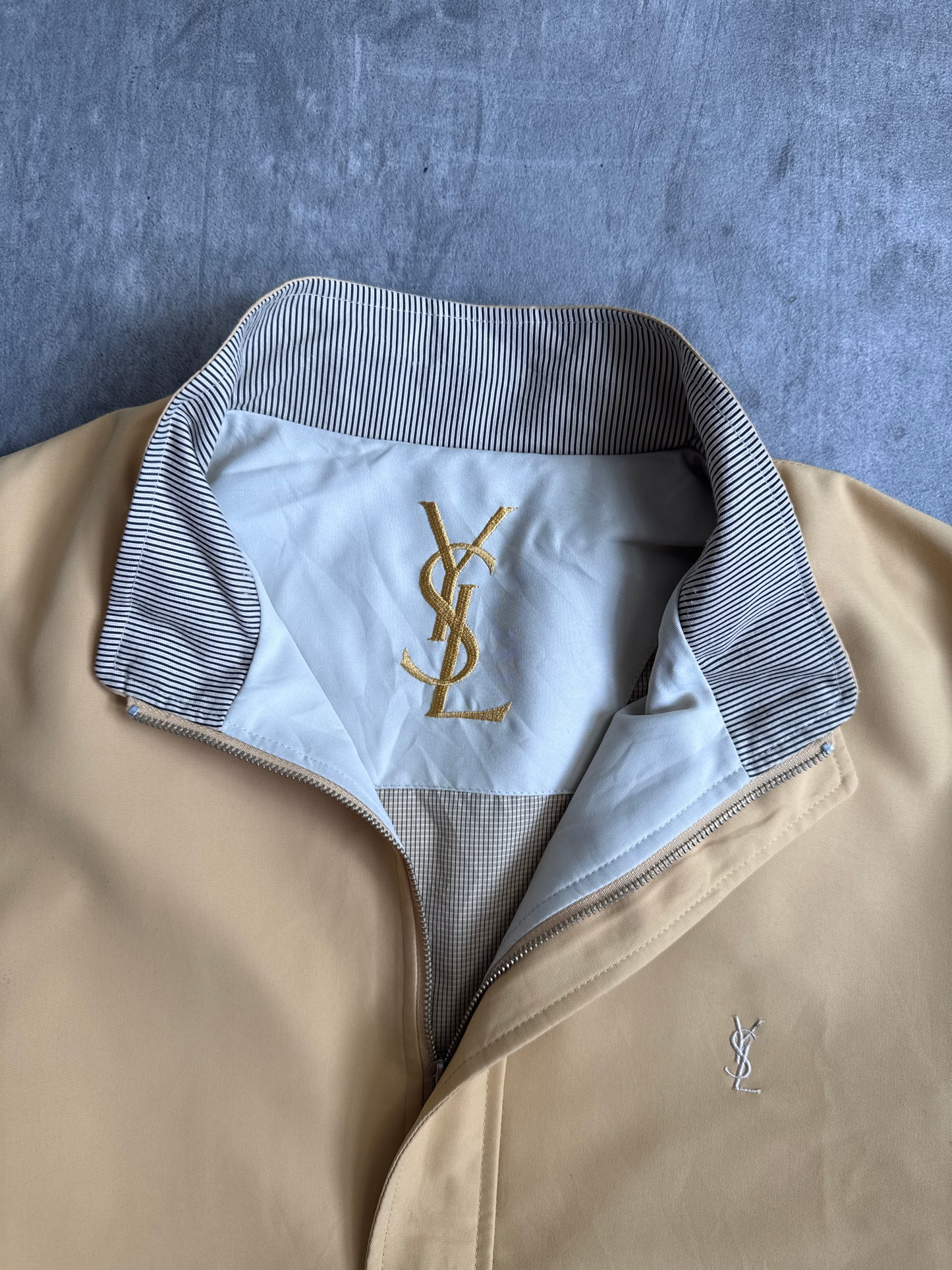 YSL Camel Tone Lightweight Harrington Jacket