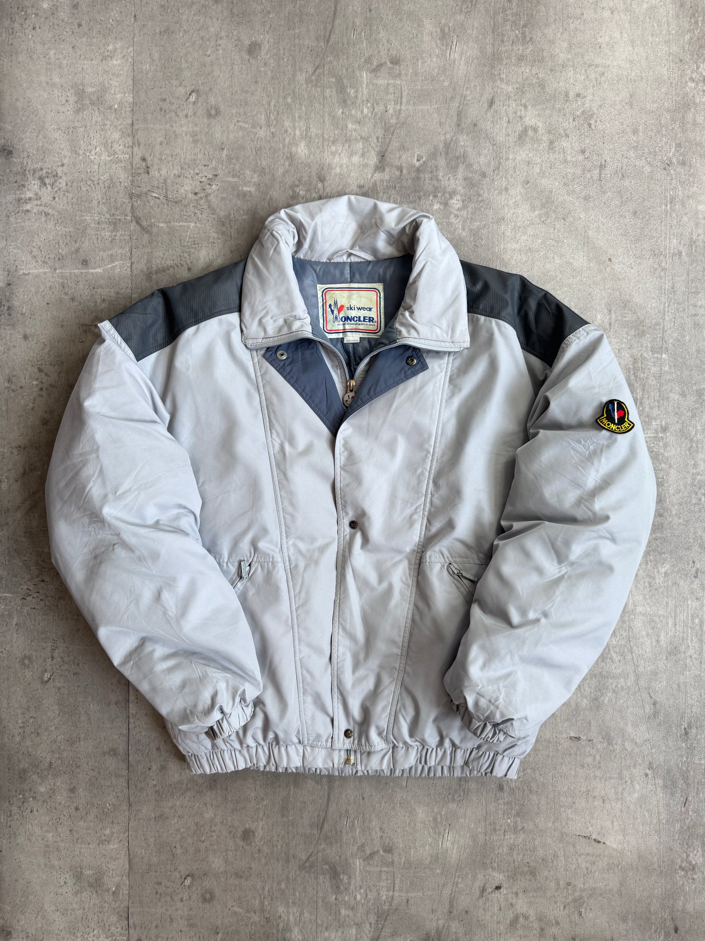 1970s Moncler Cropped Two Grey Padded Jacket