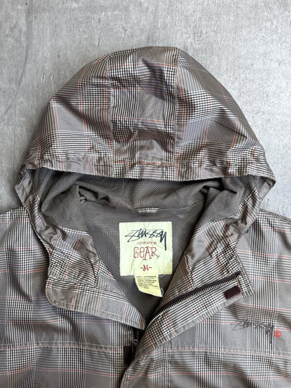 Stussy Brown Check Hooded Rain Coat