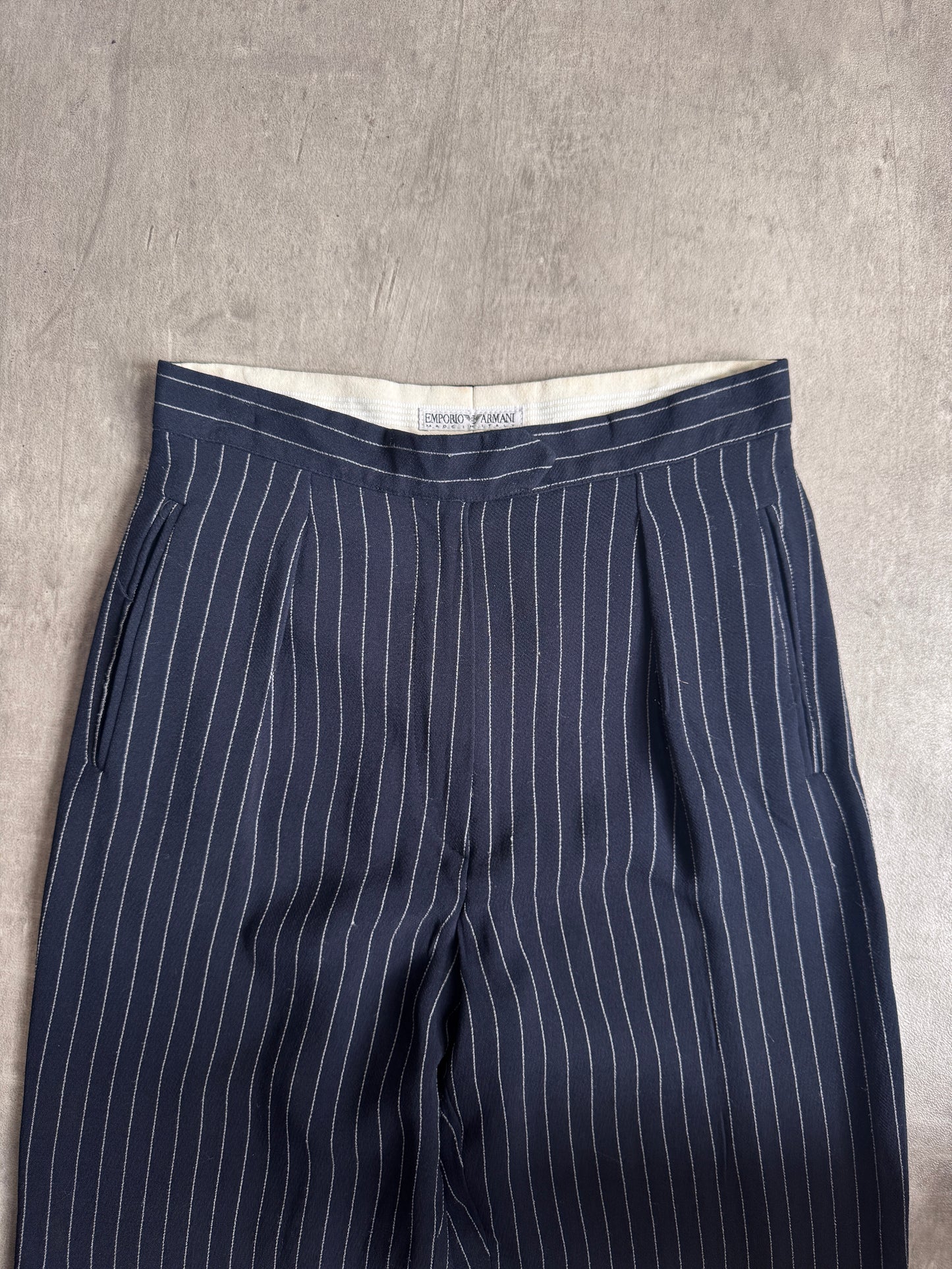 1980's Emporio Armani Pinstripe Single Pleat Trousers