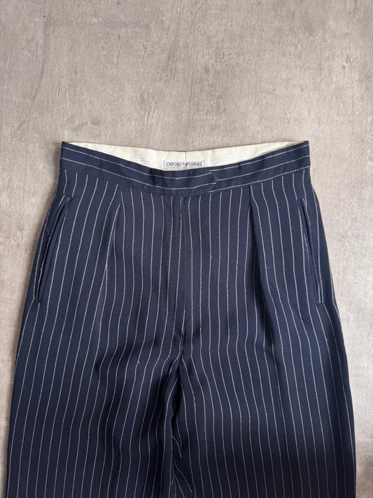 1980's Emporio Armani Pinstripe Single Pleat Trousers