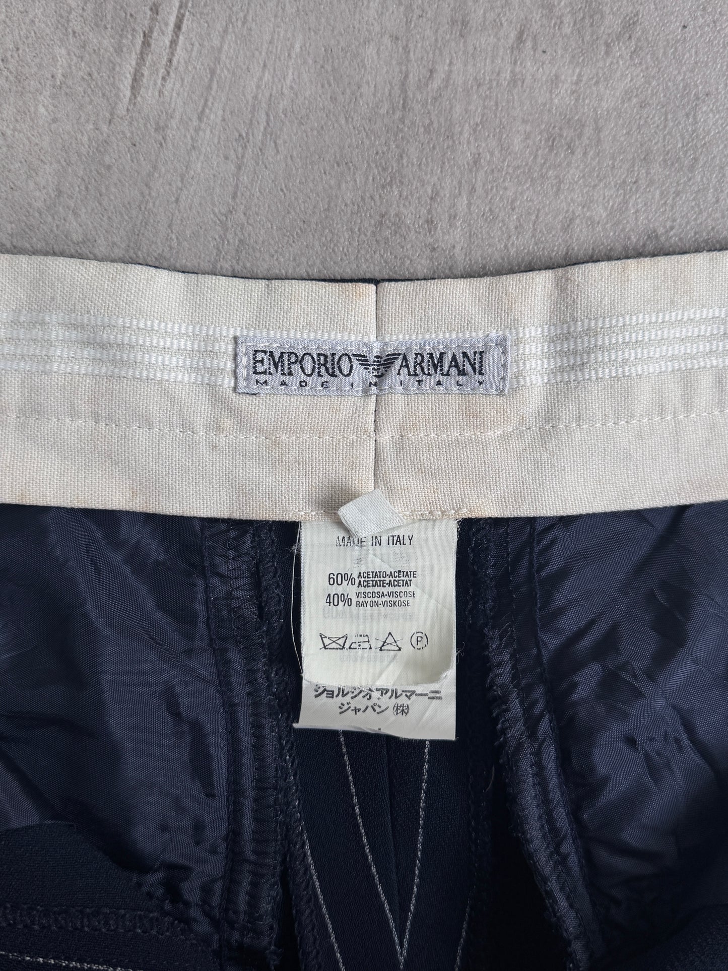 1980's Emporio Armani Pinstripe Single Pleat Trousers