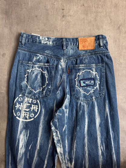 HEA Denim Acid Streak Wide Leg Denim Jeans