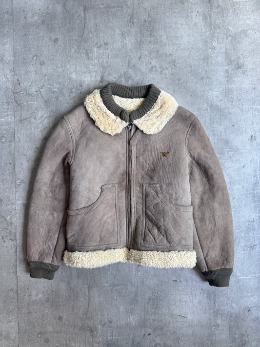 1970's Giorgio Armani Grey Cropped Shearling Flight Blouson ( Sold As Seen )