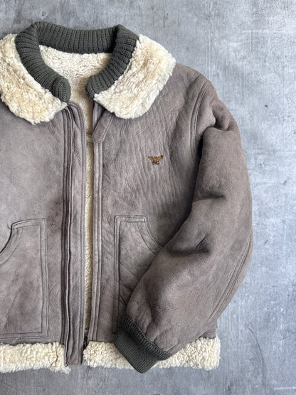 1970's Giorgio Armani Grey Cropped Shearling Flight Blouson ( Sold As Seen )
