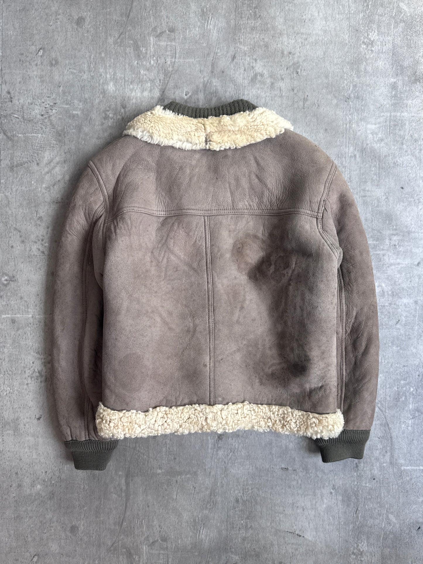 1970's Giorgio Armani Grey Cropped Shearling Flight Blouson ( Sold As Seen )