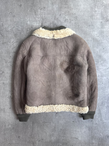 1970's Giorgio Armani Grey Cropped Shearling Flight Blouson ( Sold As Seen )