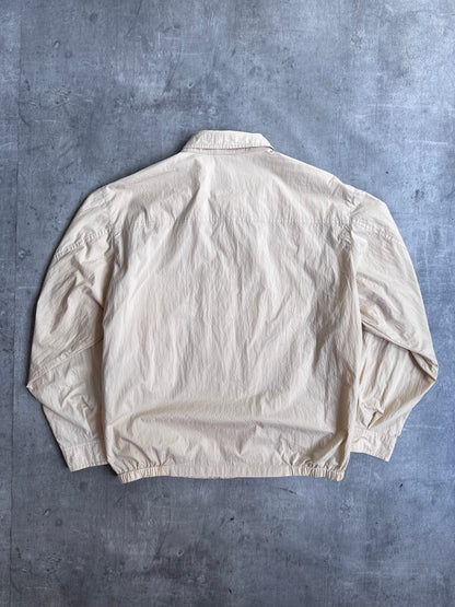 Burberry Cream Full Zip Lightweight Crinkle Harrington Jacket
