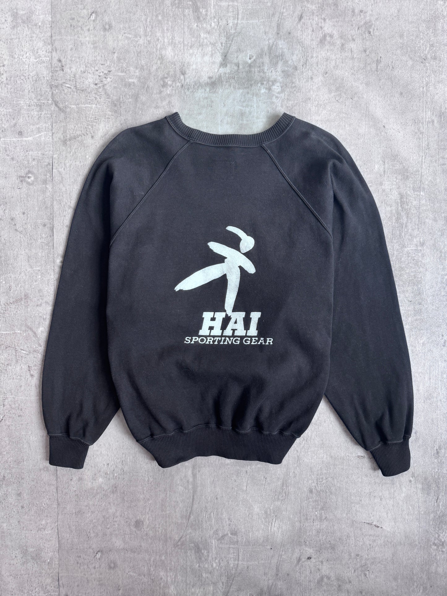 Issey Miyake Hai Sporting Gear Spellout Black Raglan Sweatshirt