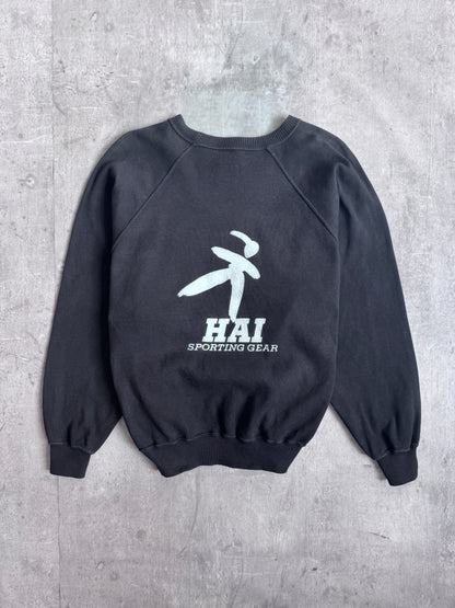 Issey Miyake Hai Sporting Gear Spellout Black Raglan Sweatshirt