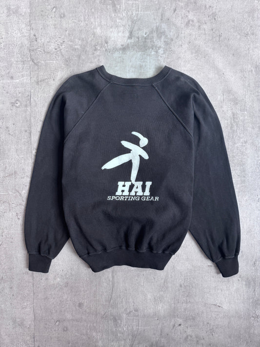 Issey Miyake Hai Sporting Gear Spellout Black Raglan Sweatshirt