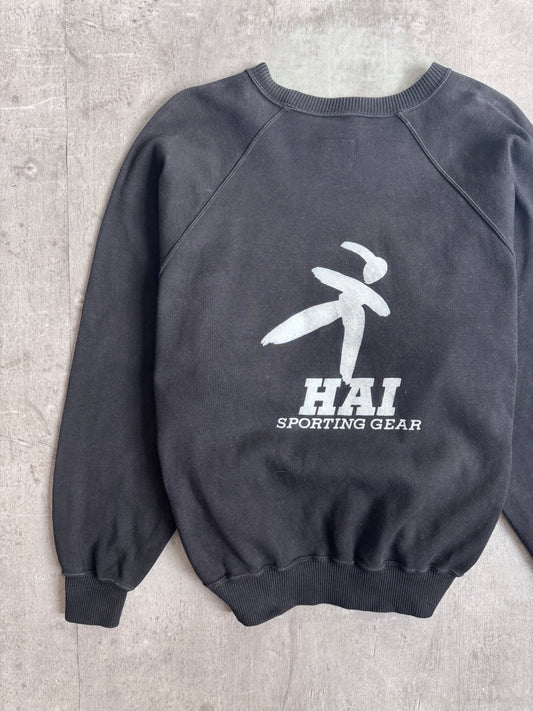 Issey Miyake Hai Sporting Gear Spellout Black Raglan Sweatshirt