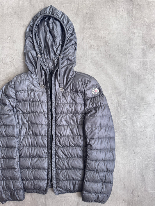 Moncler Lightweight Full Zip Grey Down Fill Puffer Jacket
