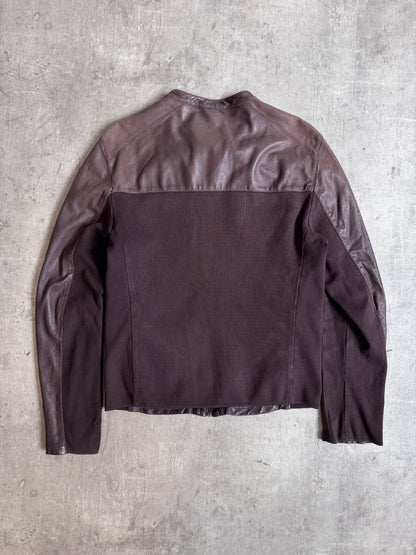 Prada Model SY183 Brown Leather Moto Jacket