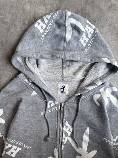 Issey Miyake Hai Sporting Gear Grey AOP Graphic Zip Up Hoodie