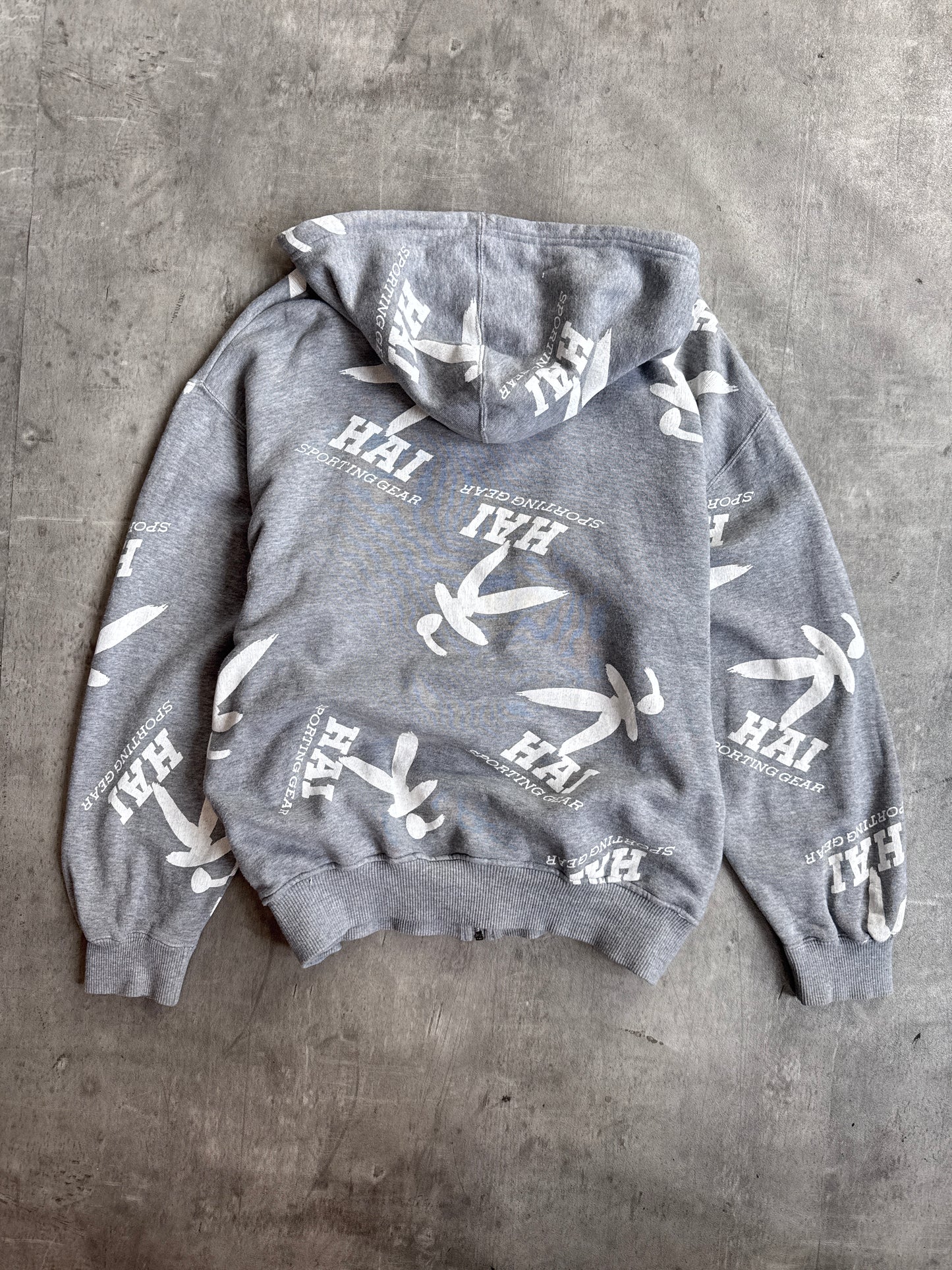 Issey Miyake Hai Sporting Gear Grey AOP Graphic Zip Up Hoodie