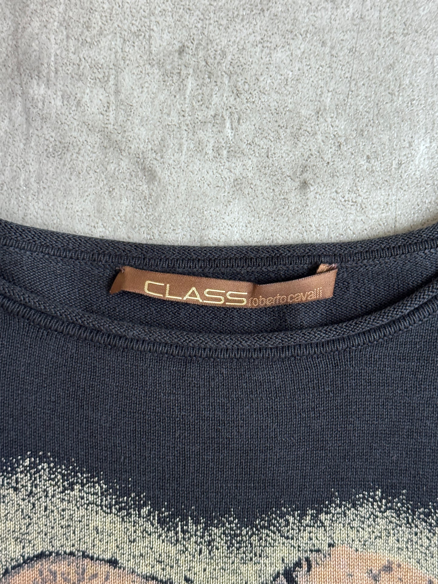 Roberto Cavalli Class Line Tattoo Graphic Print LS Tee