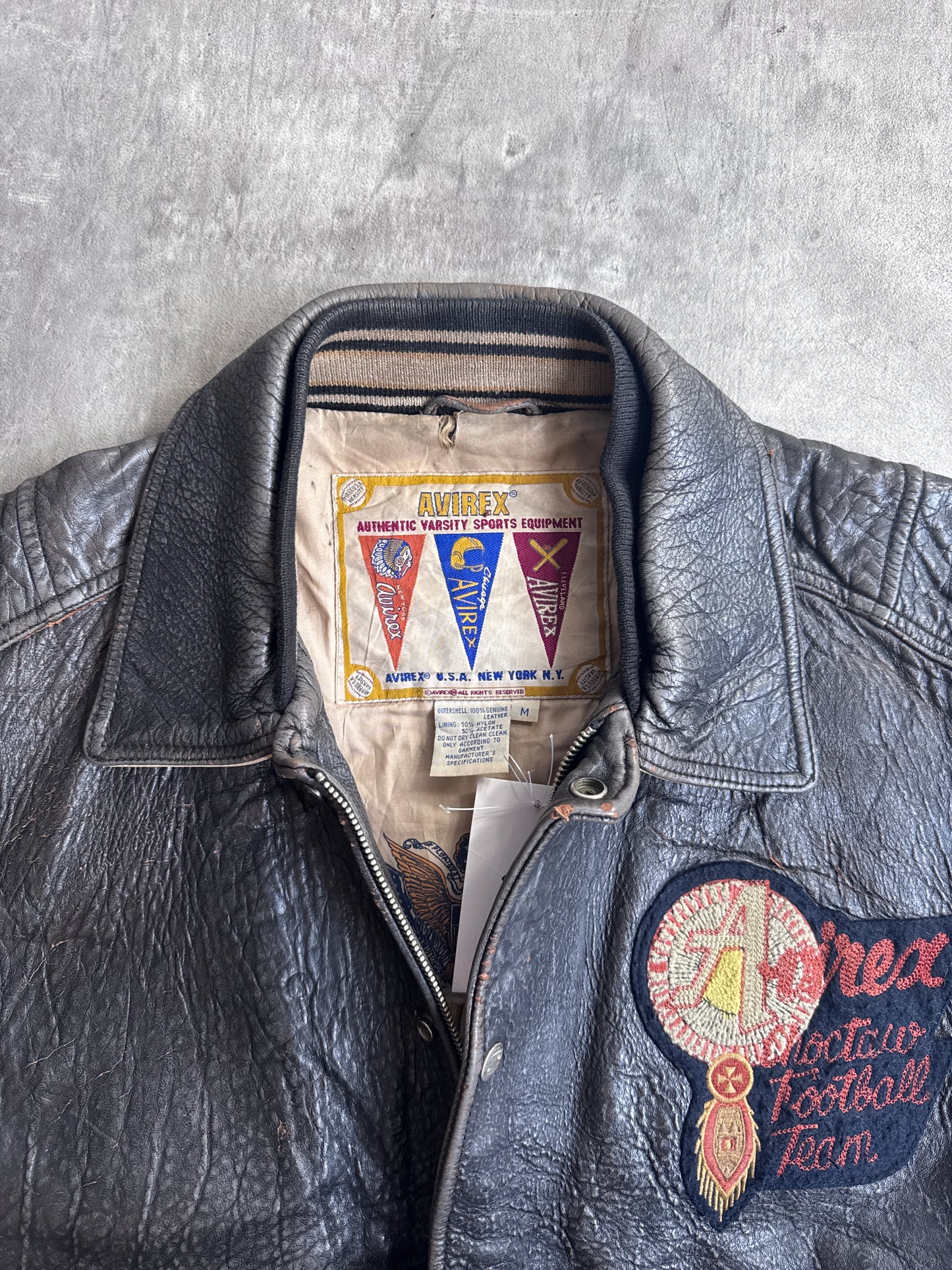 Avirex Choctaw Football Team Leather Varsity Jacket