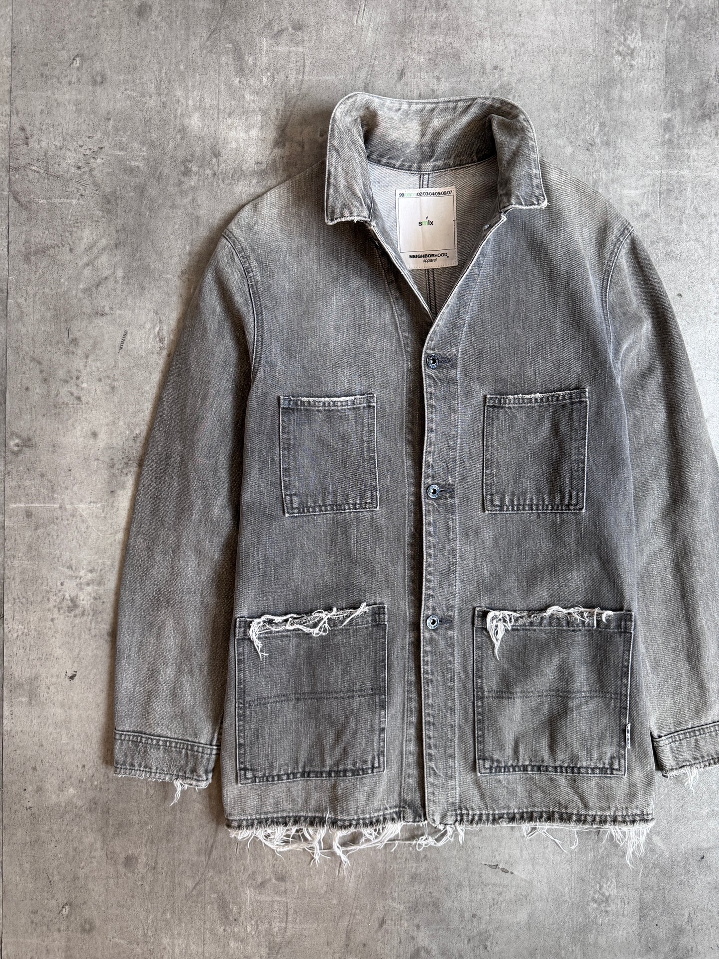 Neighborhood Apparel Grey Distressed Japanese Denim Jacket