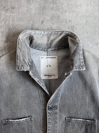 Neighborhood Apparel Grey Distressed Japanese Denim Jacket