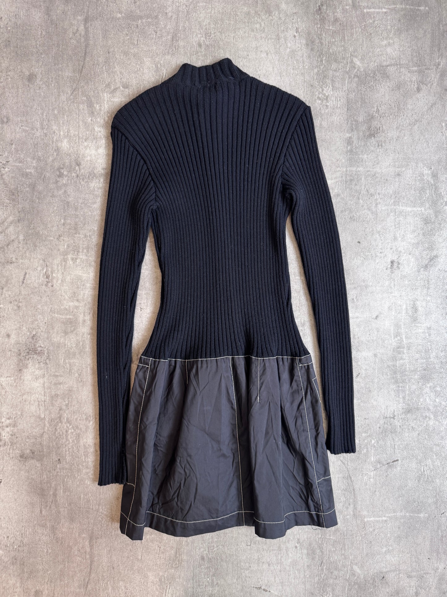 Moschino Peace&Love Zip Nylon Detailed Rib Knit Mini Dress