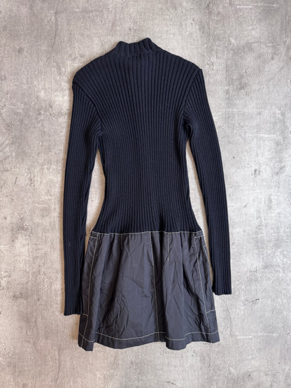 Moschino Peace&Love Zip Nylon Detailed Rib Knit Mini Dress