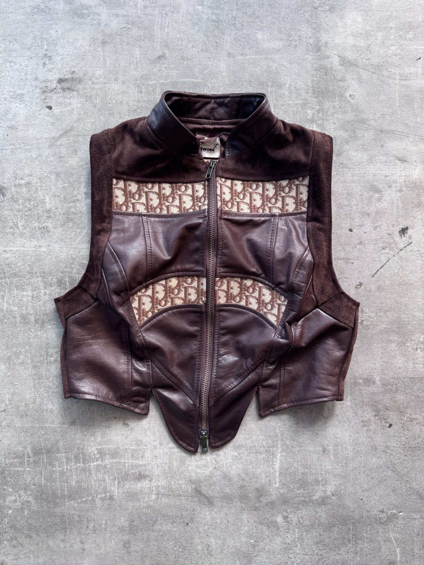 VT Rework: Dior Monogram Brown Suede Trim Leather Vest