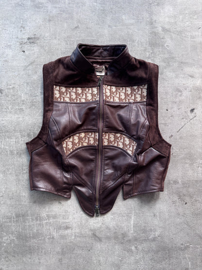 VT Rework: Dior Monogram Brown Suede Trim Leather Vest