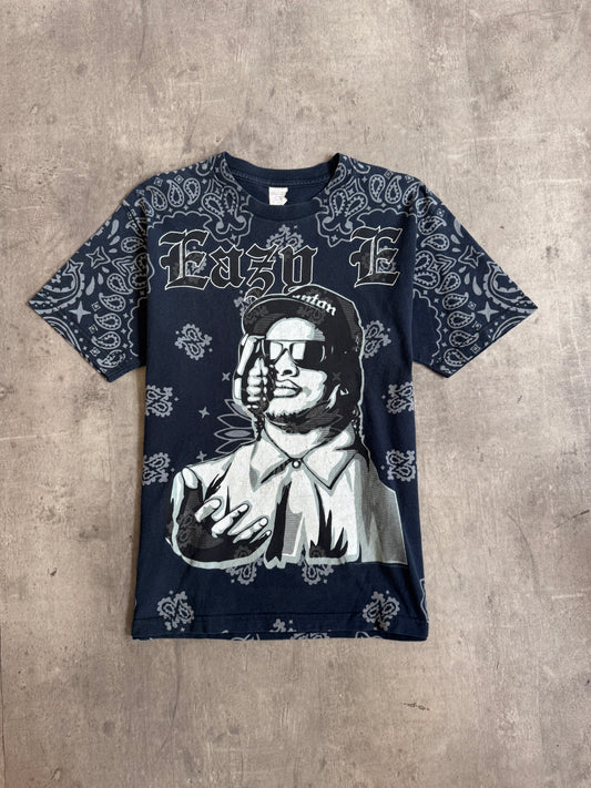 2000 Eazy E NWA Ruthless Records Allover Grenade Print Single Stitch Graphic Tee