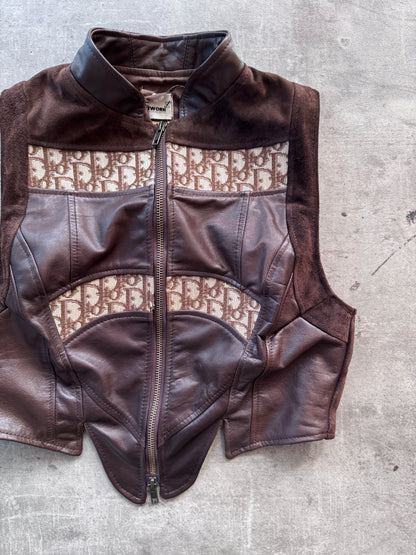 VT Rework: Dior Monogram Brown Suede Trim Leather Vest