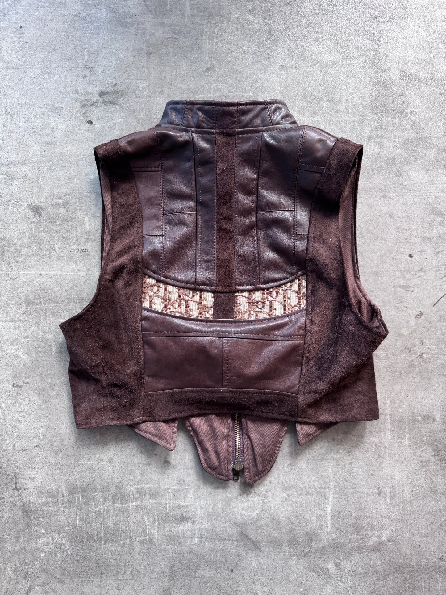VT Rework: Dior Monogram Brown Suede Trim Leather Vest