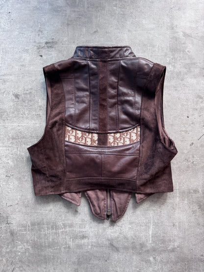 VT Rework: Dior Monogram Brown Suede Trim Leather Vest