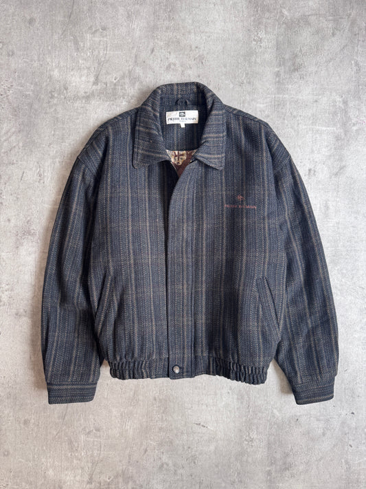 1980s Balmain Striped Wool Embroidered Blouson