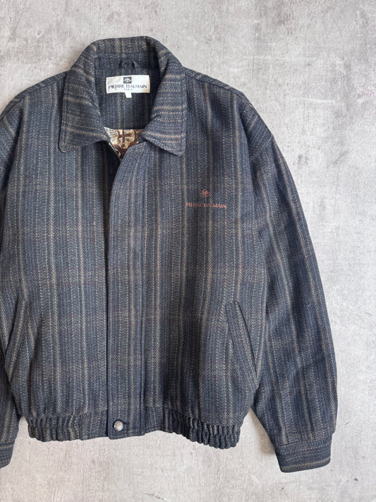 1980s Balmain Striped Wool Embroidered Blouson