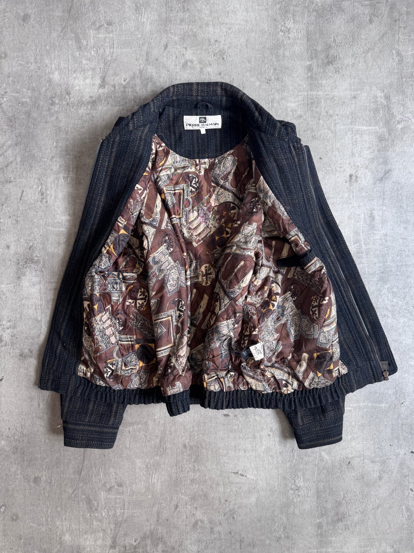 1980s Balmain Striped Wool Embroidered Blouson