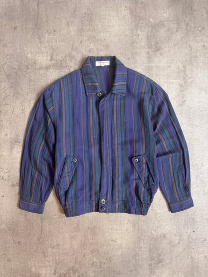 1980's Yves Saint Laurent Shoulder Padded Pinstripe Lightweight Harrington Jacket