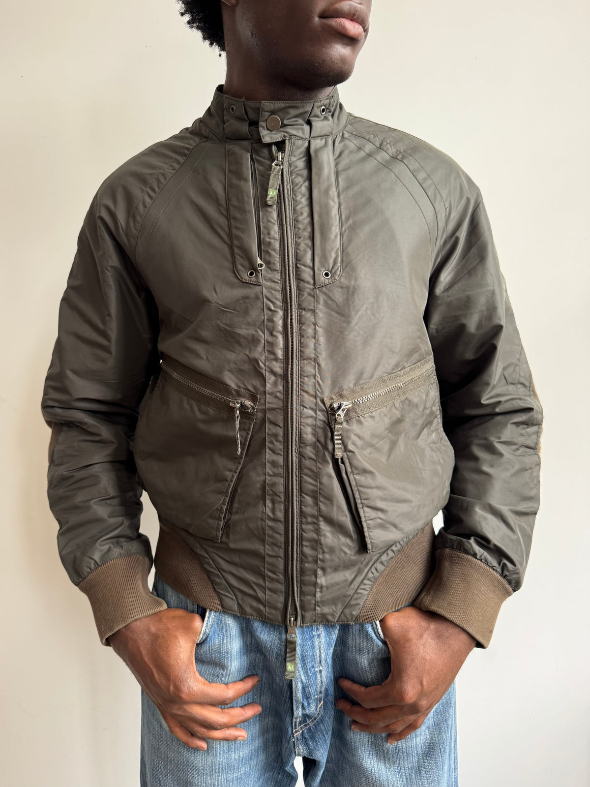 00's Armani Jeans Matte Olive Technical Bomber
