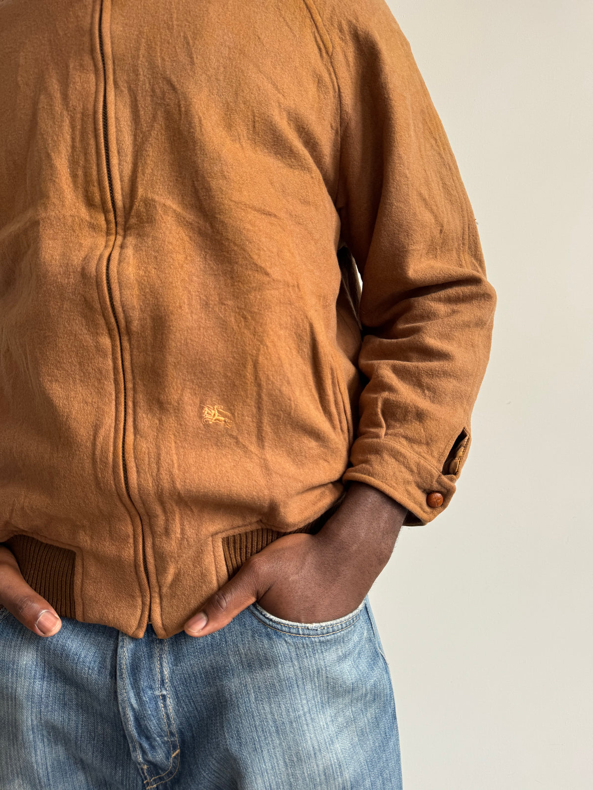 90's Burberry Brown Nova Check Lined Wool Bomber
