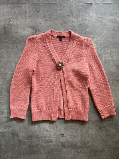 Louis Vuitton Pink Wool Brooch Detail Cardigan FA:276 (SC829)