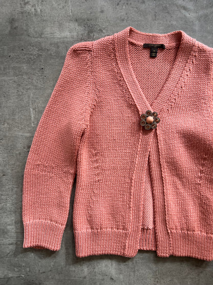 Louis Vuitton Pink Wool Brooch Detail Cardigan FA:276 (SC829)