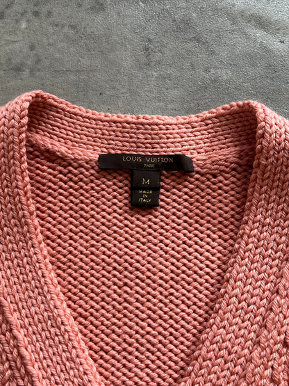 Louis Vuitton Pink Wool Brooch Detail Cardigan FA:276 (SC829)