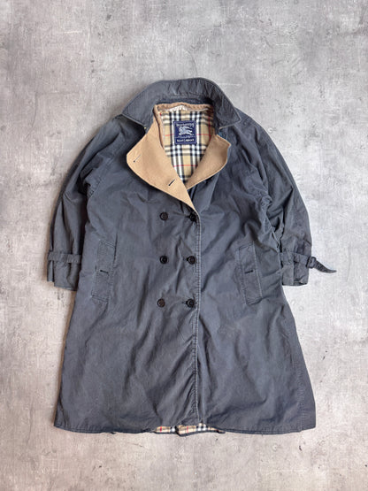 Burberry Distressed Double Breasted Padded Trench Coat