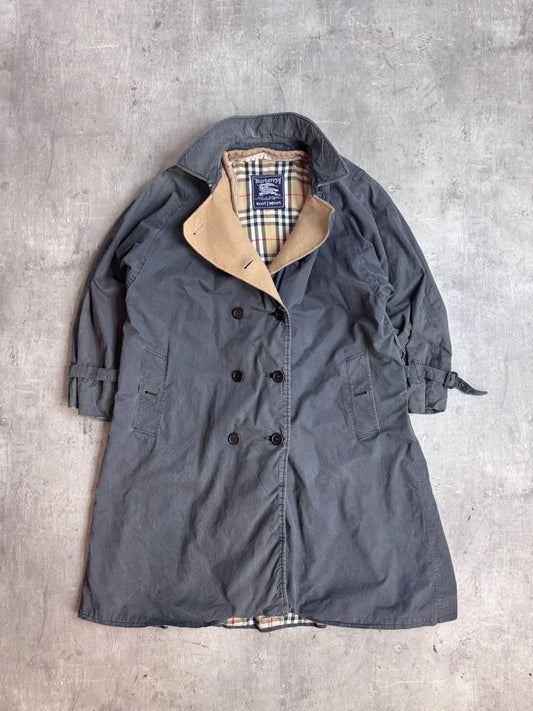 Burberry Distressed Double Breasted Padded Trench Coat