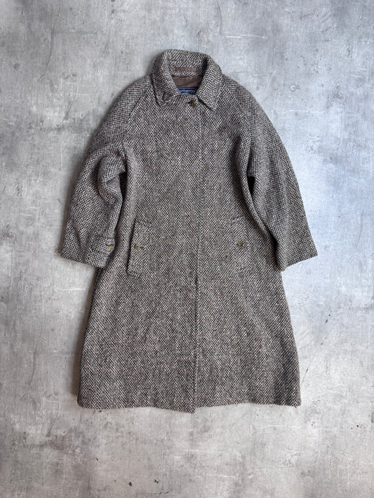 Rare Burberry Brown Woven Irish Tweed Trench Coat