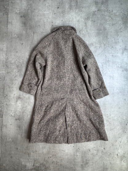 Rare Burberry Brown Woven Irish Tweed Trench Coat