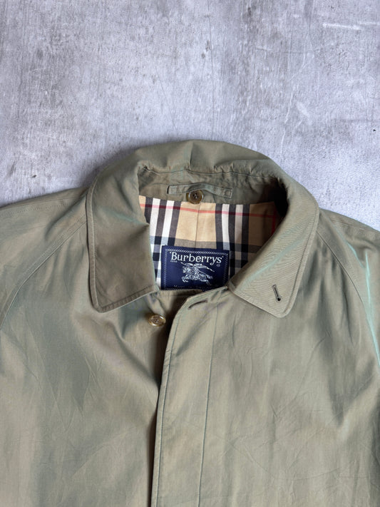 Burberry Khaki Reflective Single Breasted Trench Coat